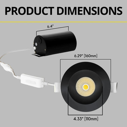 P-7241 5 Inch Round Black 23-50W, 2200-5000 Lumens, 5CCT Recessed Light