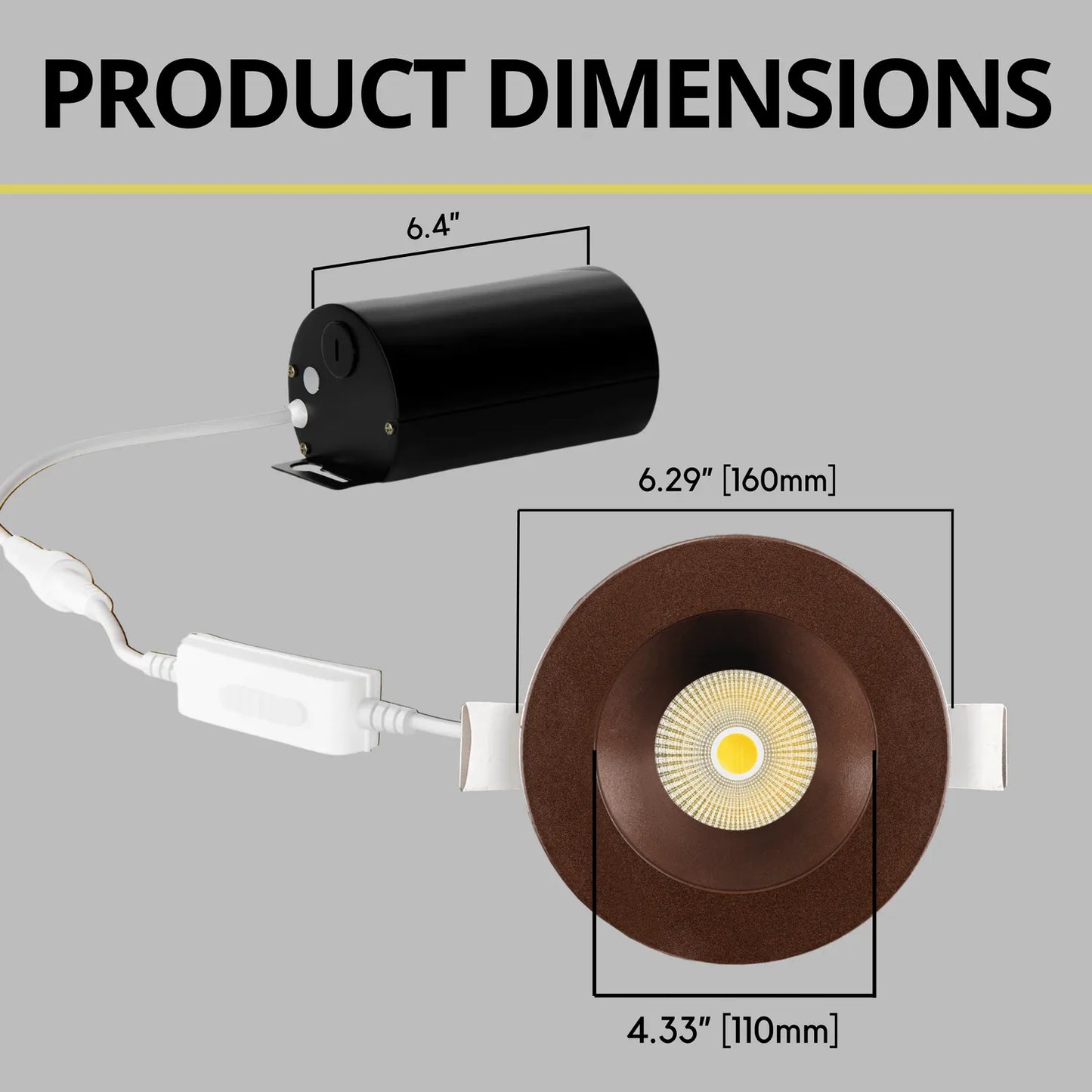 P-7243 5 Inch Round Bronze 23-50W, 2200-5000 Lumens, 5CCT Recessed Light
