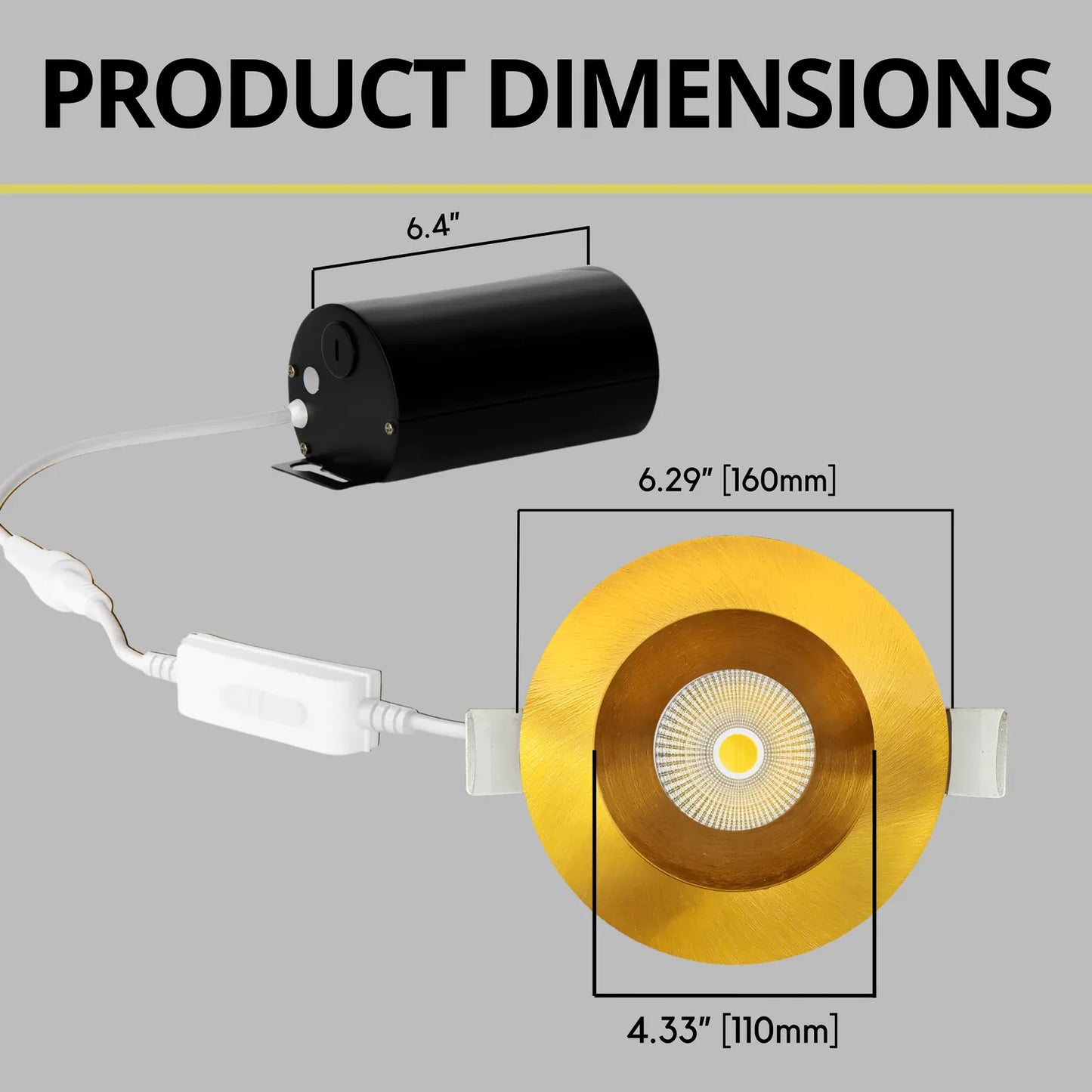 P-7245 5 Inch Round Brushed Brass 23-50W, 2200-5000 Lumens, 5CCT Recessed Light