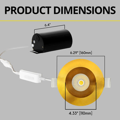 P-7245 5 Inch Round Brushed Brass 23-50W, 2200-5000 Lumens, 5CCT Recessed Light