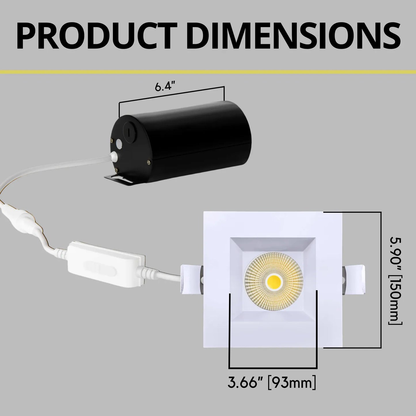 P-7248 5 Inch Square White 23-50W, 2200-5000 Lumens, 5CCT Recessed Light