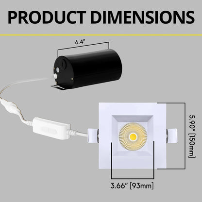 P-7248 5 Inch Square White 23-50W, 2200-5000 Lumens, 5CCT Recessed Light