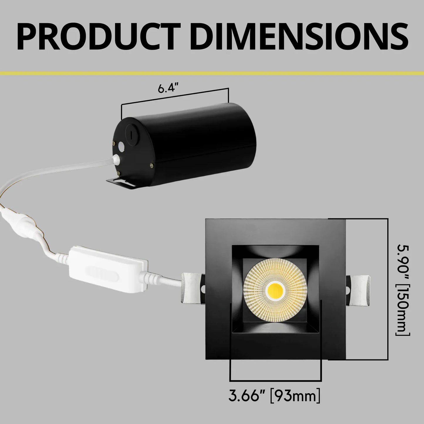 P-7249 5 Inch Square Black 23-50W, 2200-5000 Lumens, 5CCT Recessed Light