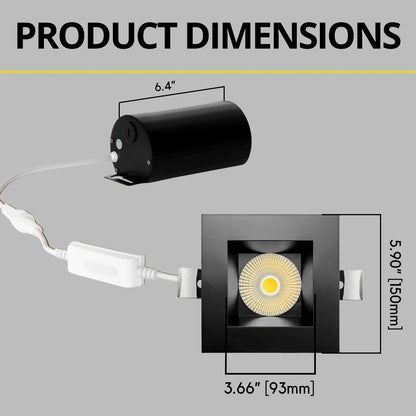 P-7249 5 Inch Square Black 23-50W, 2200-5000 Lumens, 5CCT Recessed Light