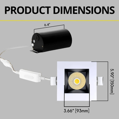 P-7250 5 Inch Square Two-Tone 23-50W, 2200-5000 Lumens, 5CCT Recessed Light