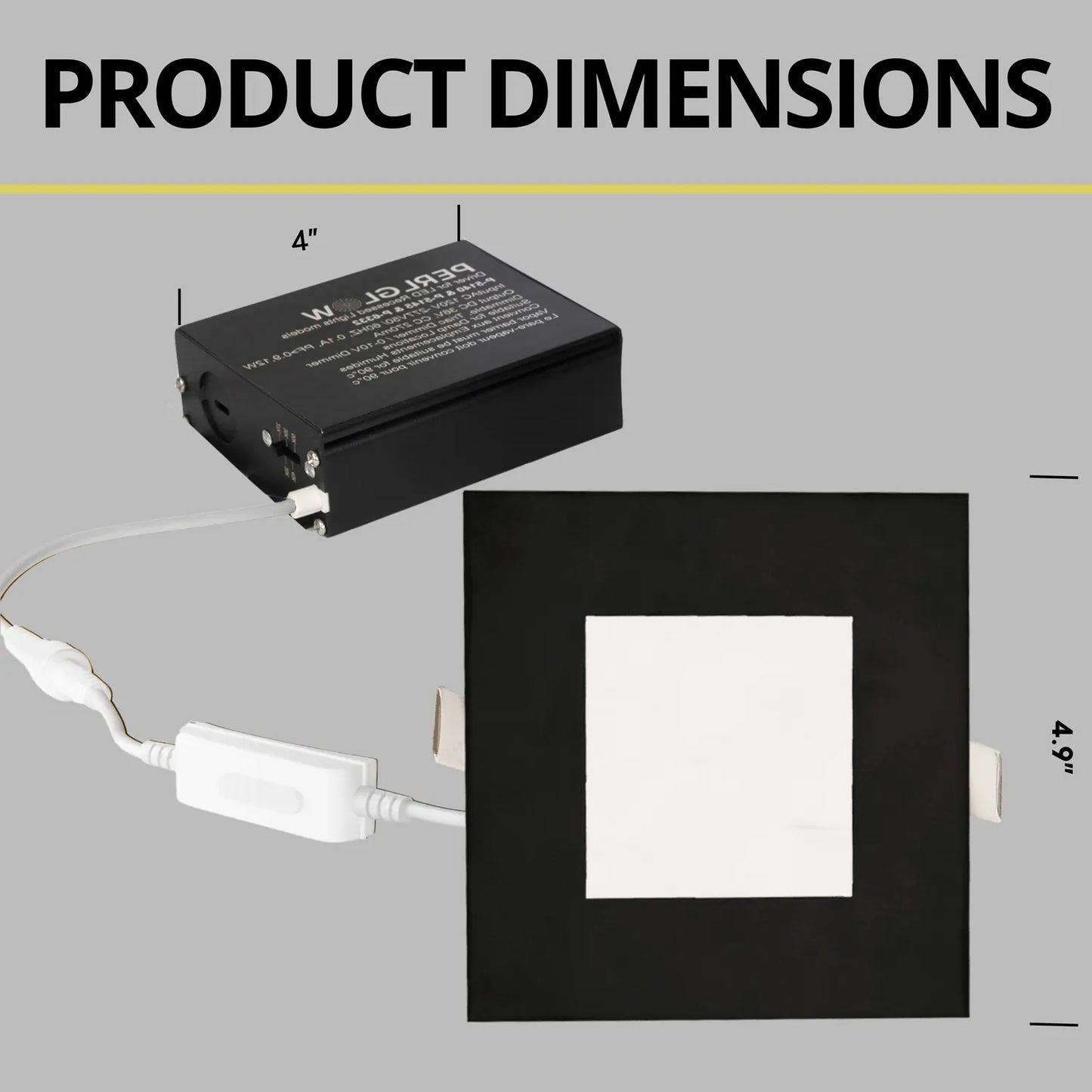 P-5155 4 Inch Square Black 12W 1000 Lumens 5CCT Slim Ultra-Thin light