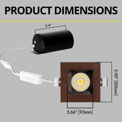P-7251 5 Inch Square Bronze 23-50W, 2200-5000 Lumens, 5CCT Recessed Light
