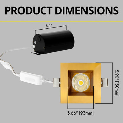 P-7253 5 Inch Square Brushed Brass 23-50W, 2200-5000 Lumens, 5CCT Recessed Light