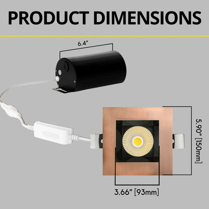P-7254 5 Inch Square Brushed Copper 23-50W, 2200-5000 Lumens, 5CCT Recessed Light