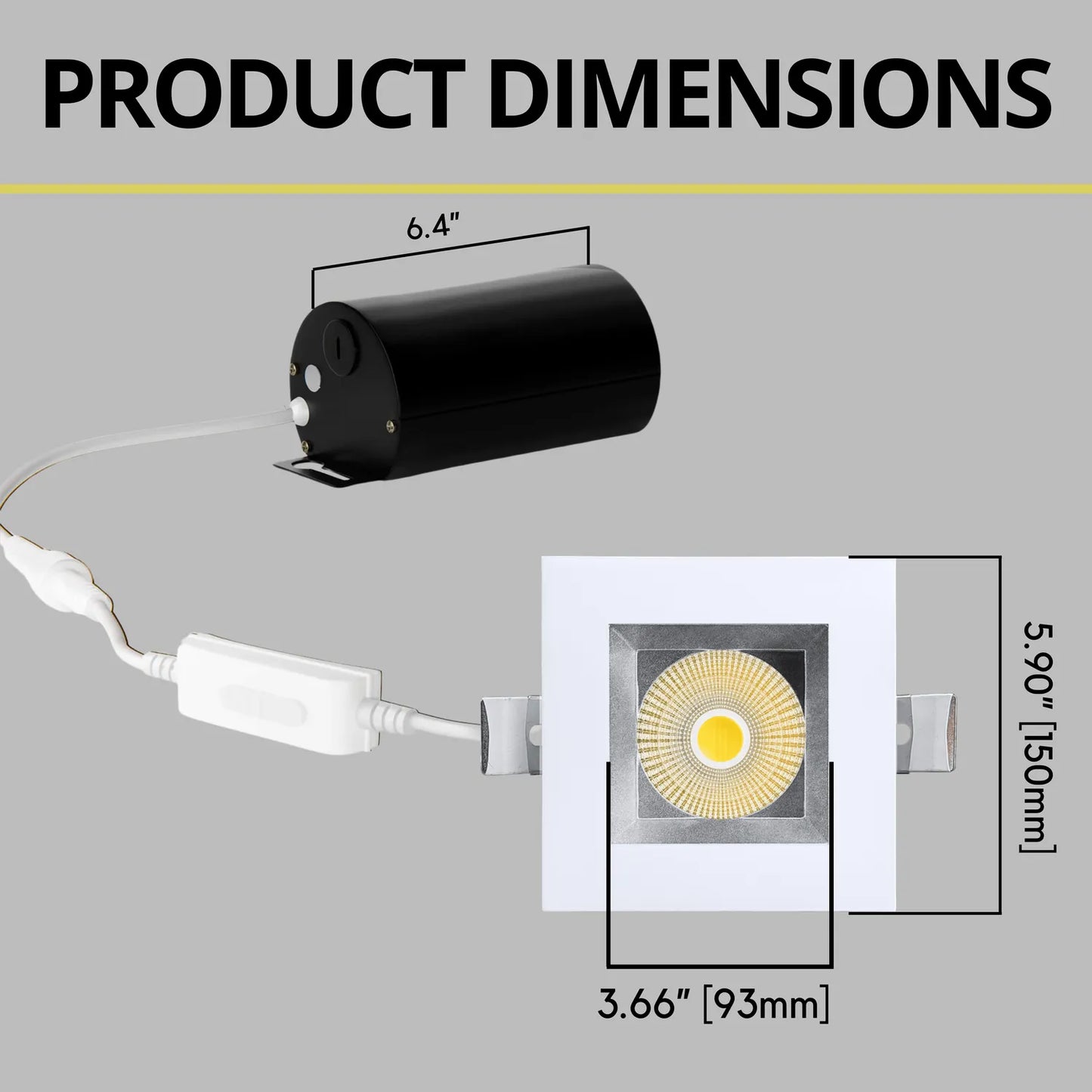 P-7255 5 Inch Square Haze 23-50W, 2200-5000 Lumens, 5CCT Recessed Light