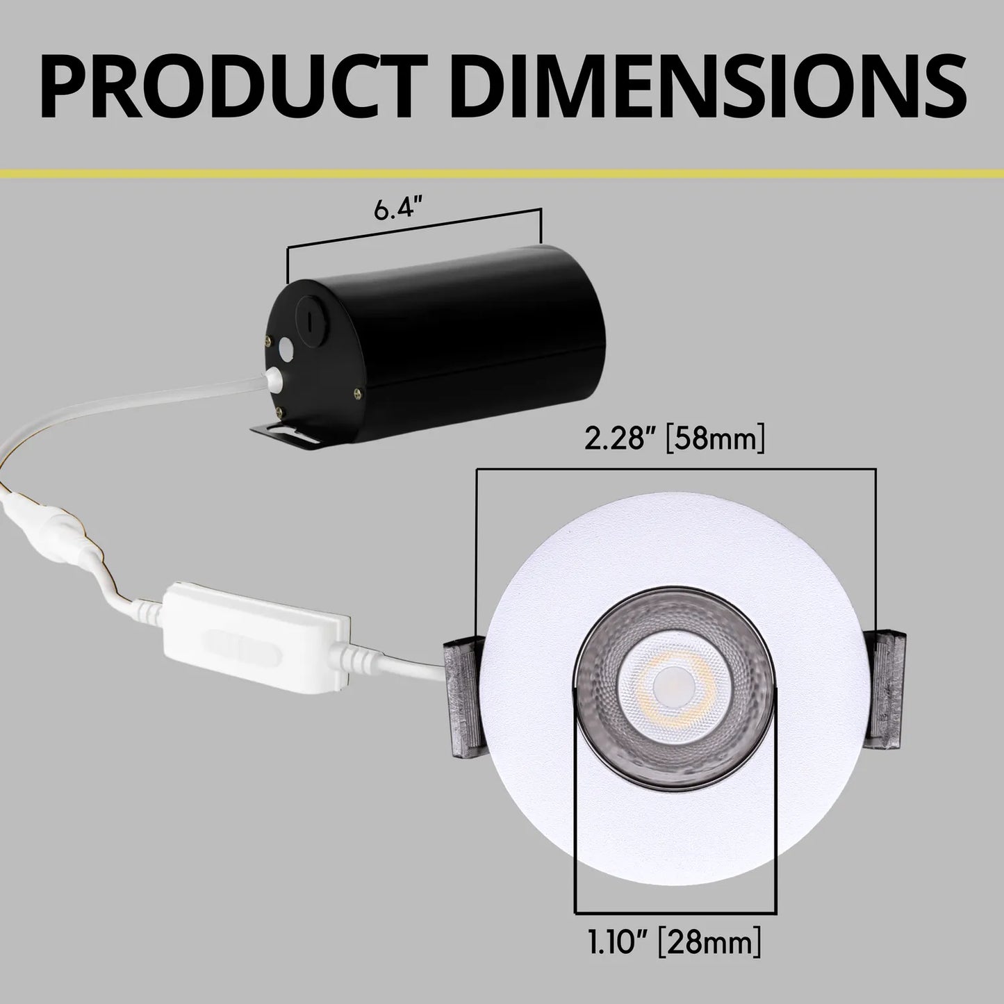 P-7256 2 Inch Single Head Round White 3W, 200 Lumens, 5CCT Recessed Light