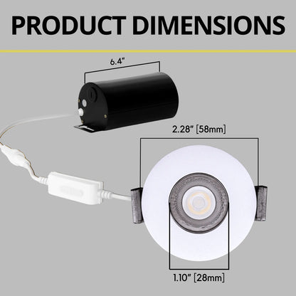 P-7256 2 Inch Single Head Round White 3W, 200 Lumens, 5CCT Recessed Light