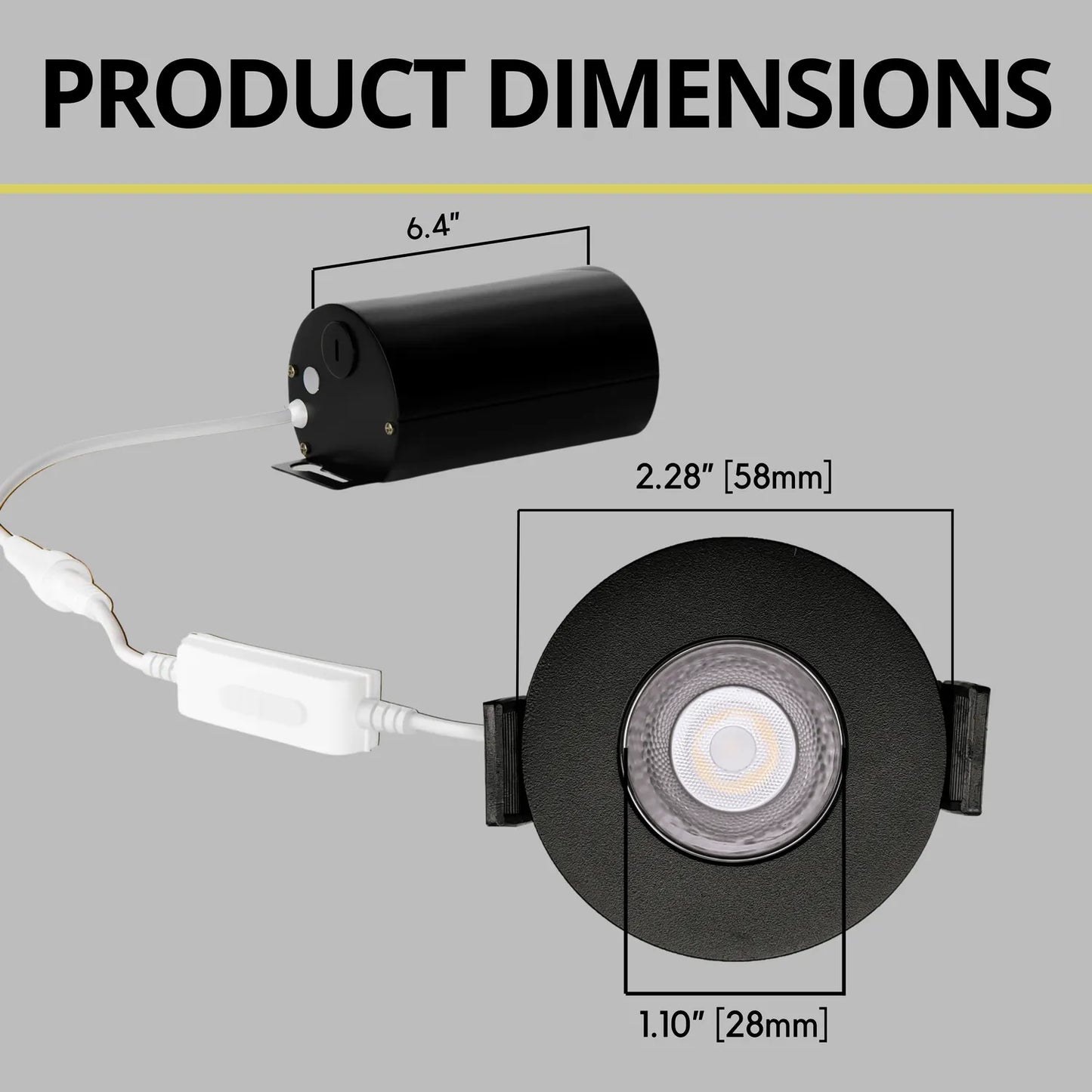 P-7257 2 Inch Single Head Round Black 3W, 200 Lumens, 5CCT Recessed Light