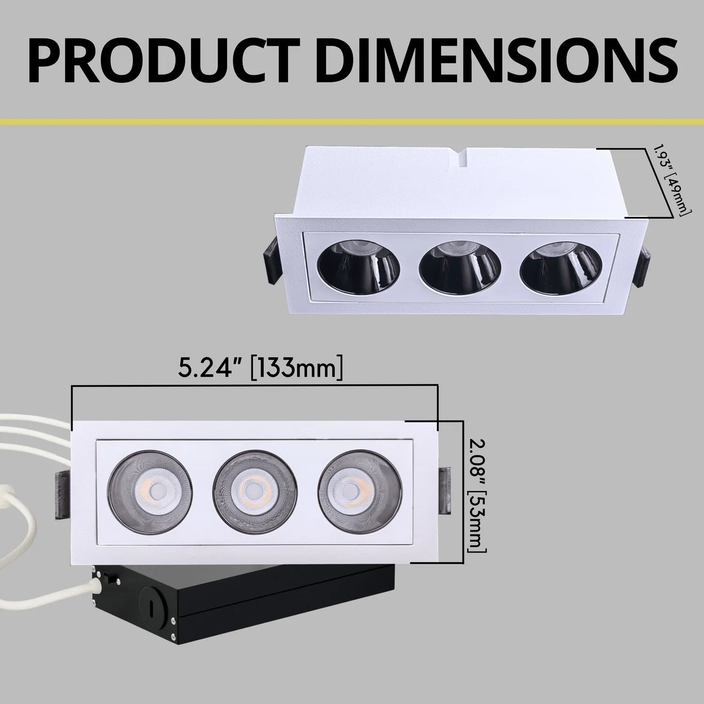 P-7259 2 Inch 3 Head White Finish, 9W, 600 Lumens, 5CCT Recessed Light