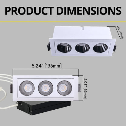 P-7259 2 Inch 3 Head White Finish, 9W, 600 Lumens, 5CCT Recessed Light