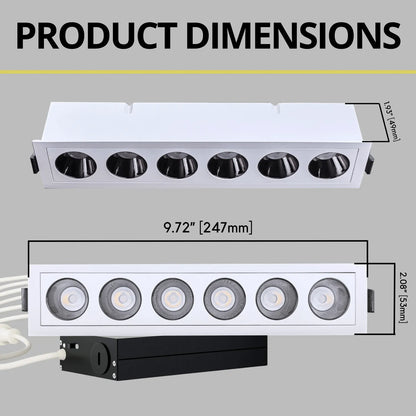 P-7260 2 Inch 6 Head White Finish, 18W, 1200 Lumens, 5CCT Recessed Light