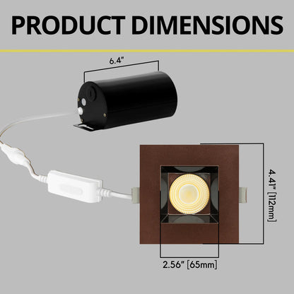 P-7164 3.5 Inch Square Bronze HO 18-30W, 1700-2700 Lumens 5CCT Recessed Light