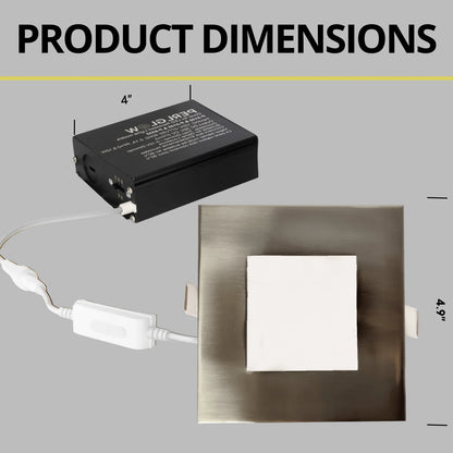 P-5156 4 Inch Square Brushed Nickel 12W 1000 Lumens 5CCT Slim Ultra-Thin light