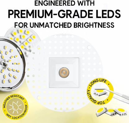 P-7399 2 inch Trimless Single Head Square White HO, 8/14W, 750/1200 Lumens, 5CCT Recessed Light