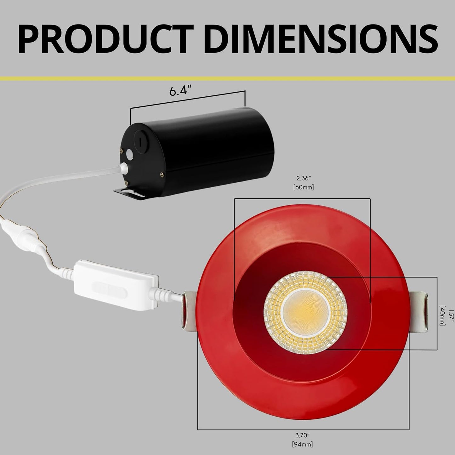 P-7536 3 inch Round Strawberry Red, 8W, 800 Lumens, 5CCT Recessed Light