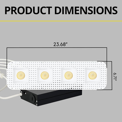 P-7454 3.5 inch Trimless 4 Head Square White HO, 72/120W, 6800/10800 Lumens, 5CCT Recessed Light