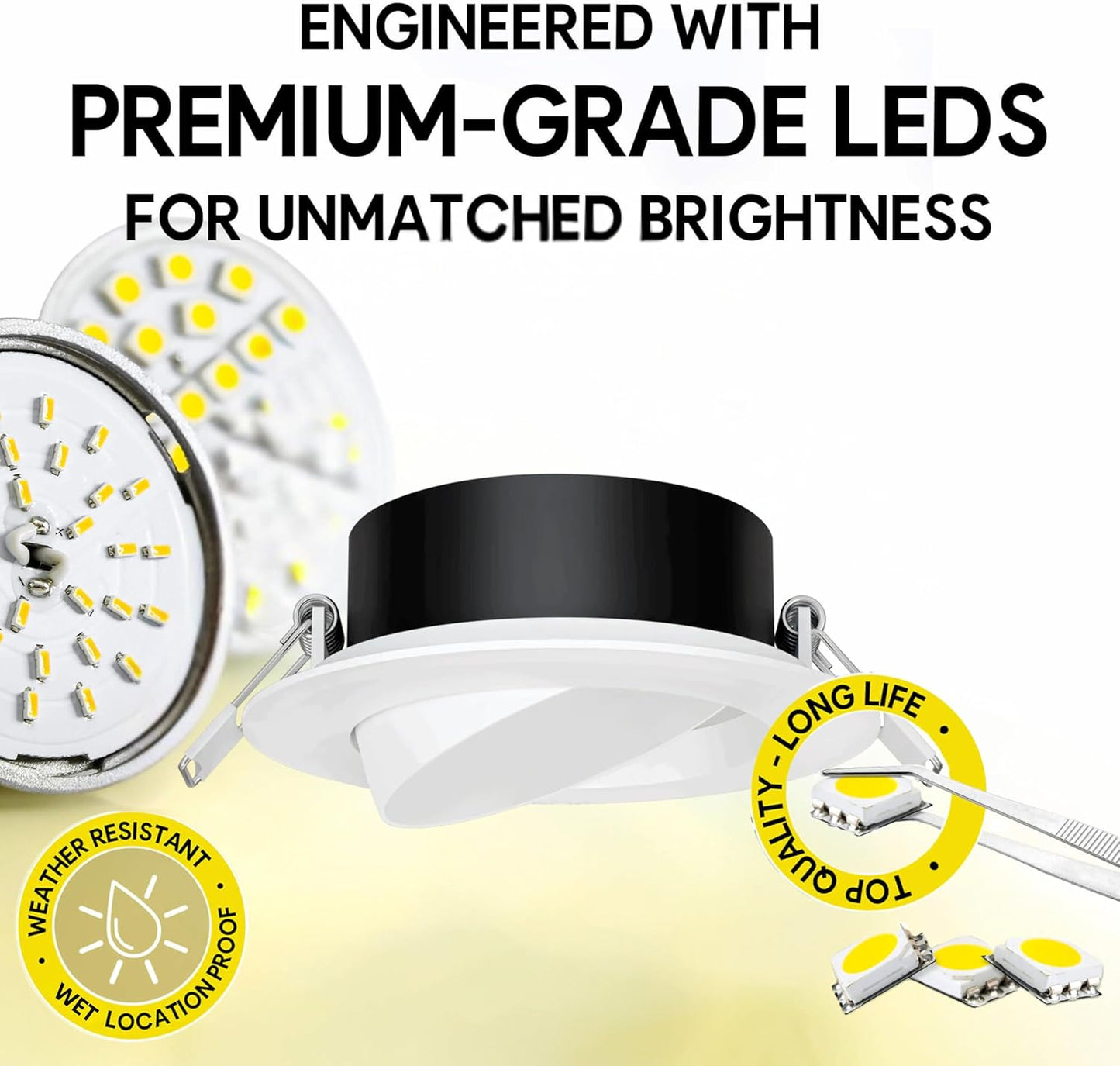 P-7483 6 inch Flat Gimbal Round White, 20W, 1800 Lumens, 5CCT Recessed Light