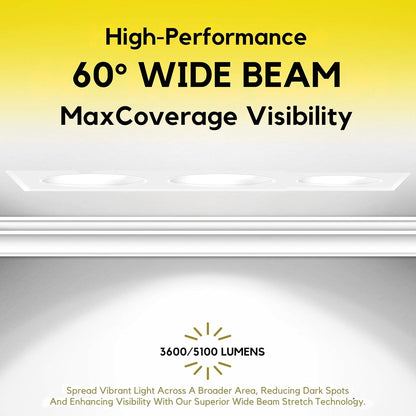 P-7410 2 inch Trimless 3 Head Square White HO, 42/60W, 3600/5100 Lumens, 5CCT Recessed Light