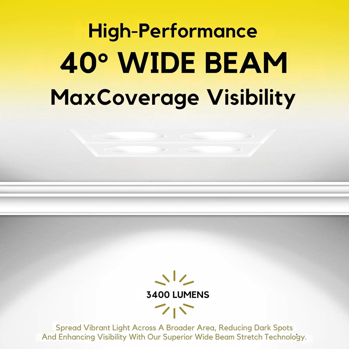 P-7421 3 inch Trimless Quadruple Head Square White 36W, 3400 Lumens, 5CCT Recessed Light