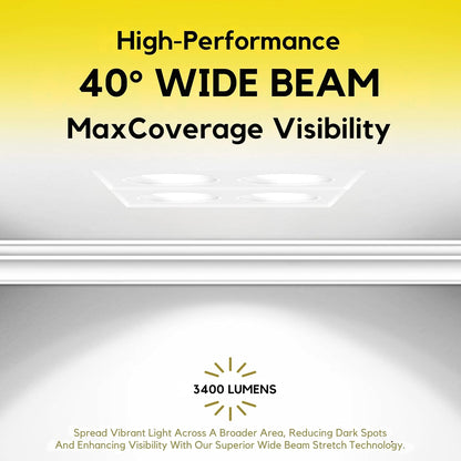 P-7421 3 inch Trimless Quadruple Head Square White 36W, 3400 Lumens, 5CCT Recessed Light
