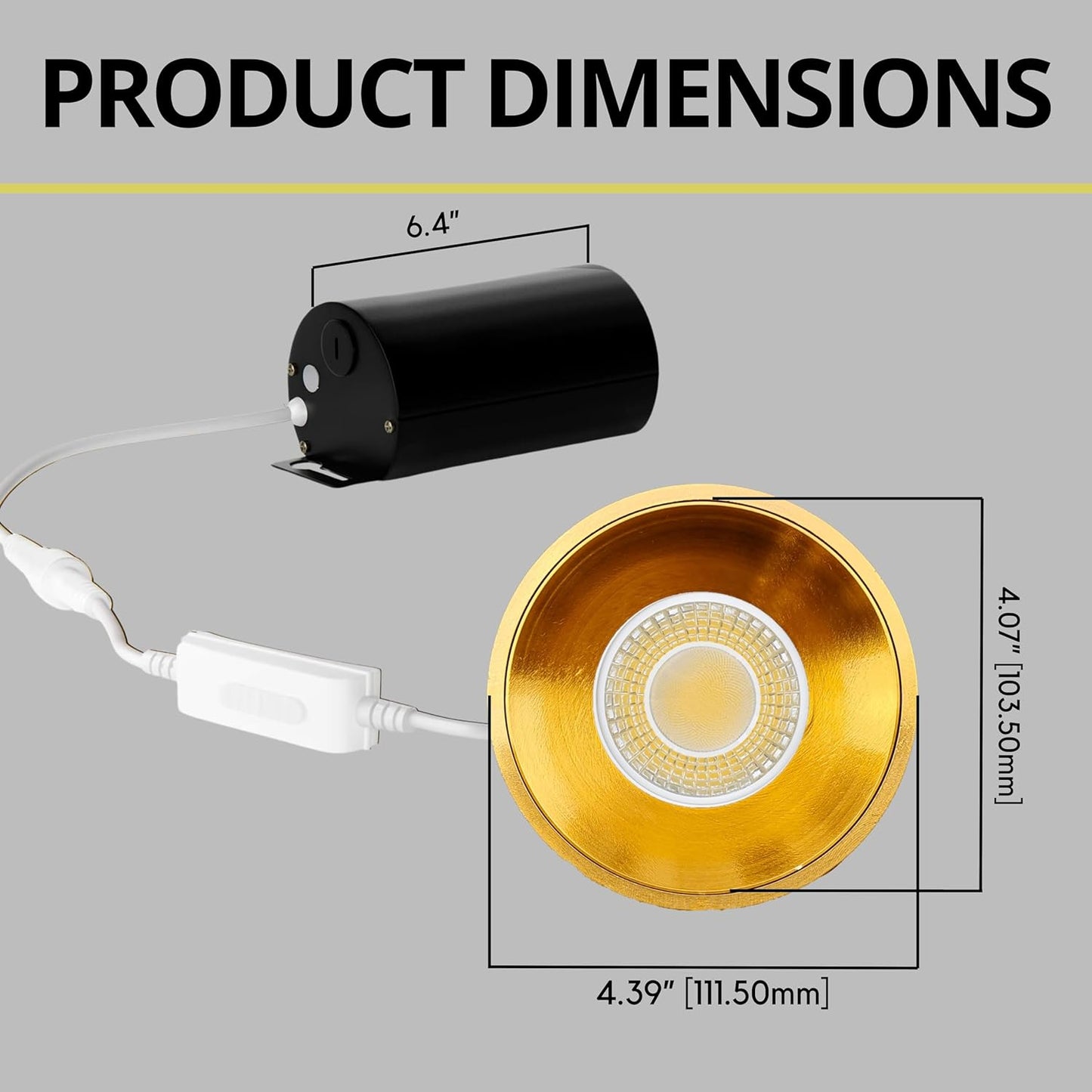 P-7099 4 Inch Millwork Trimless Round Brushed Brass 15-9W, 1550-950 Lumens 5CCT Recessed Light