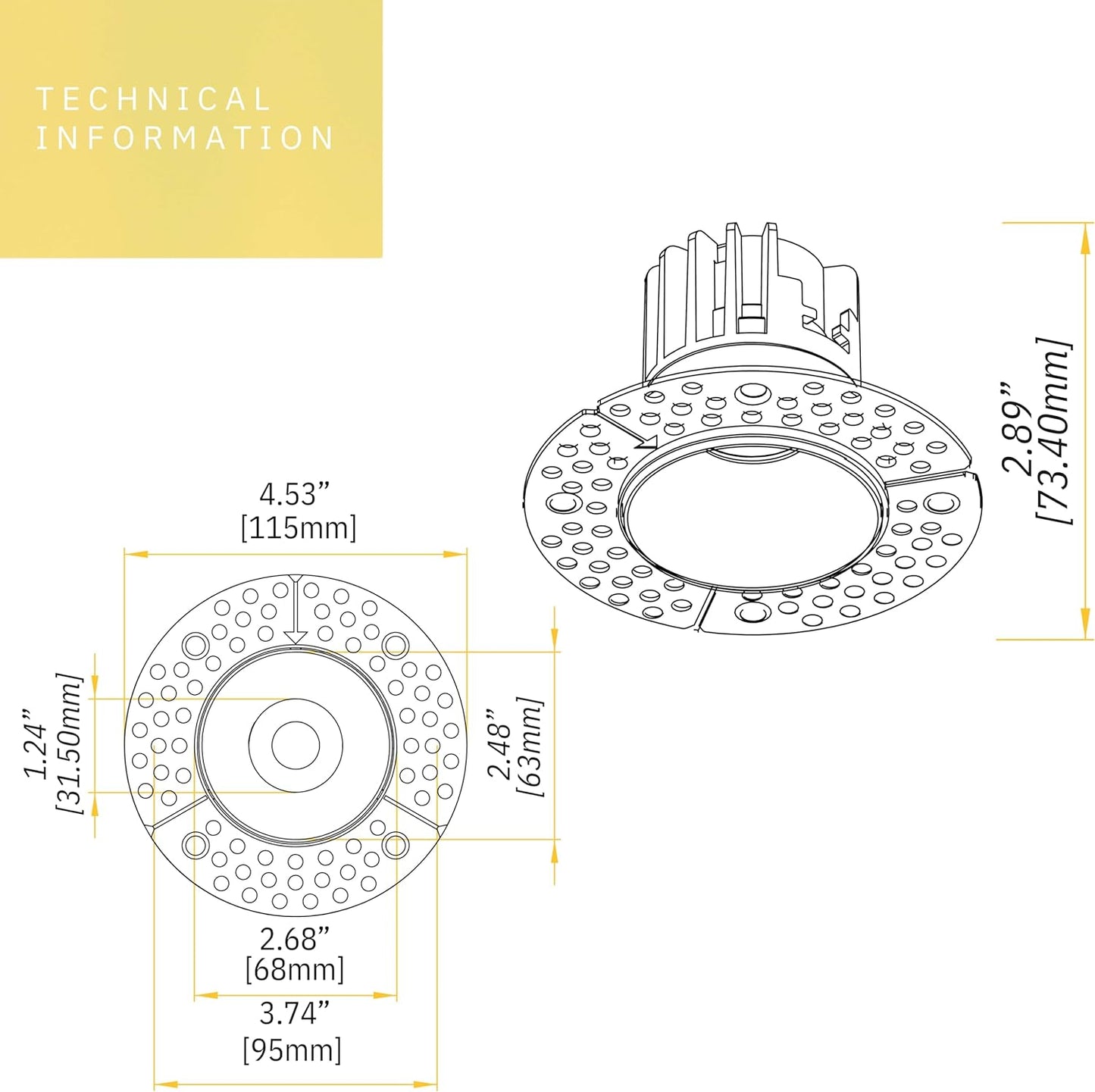 P-6410 2 Inch Trimless Round, Nickel Finish 8 Watts, 700 Lumens 5CCT Recessed Light