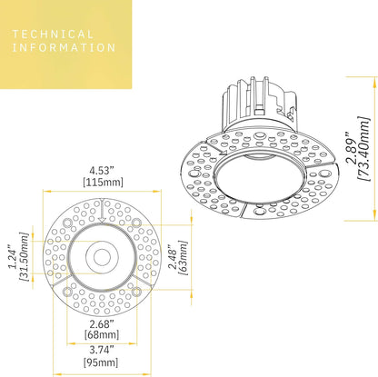 P-6410 2 Inch Trimless Round, Nickel Finish 8 Watts, 700 Lumens 5CCT Recessed Light