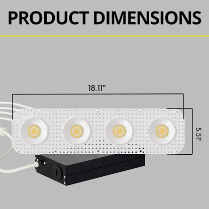P-7415 3 inch Trimless 4 Head Round White 36W, 3400 Lumens, 5CCT Recessed Light
