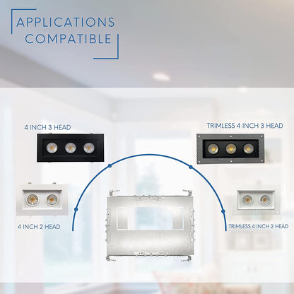 P-5268 4 inch Multiple Universal New Construction Plate for LED Recessed Lighting Kits