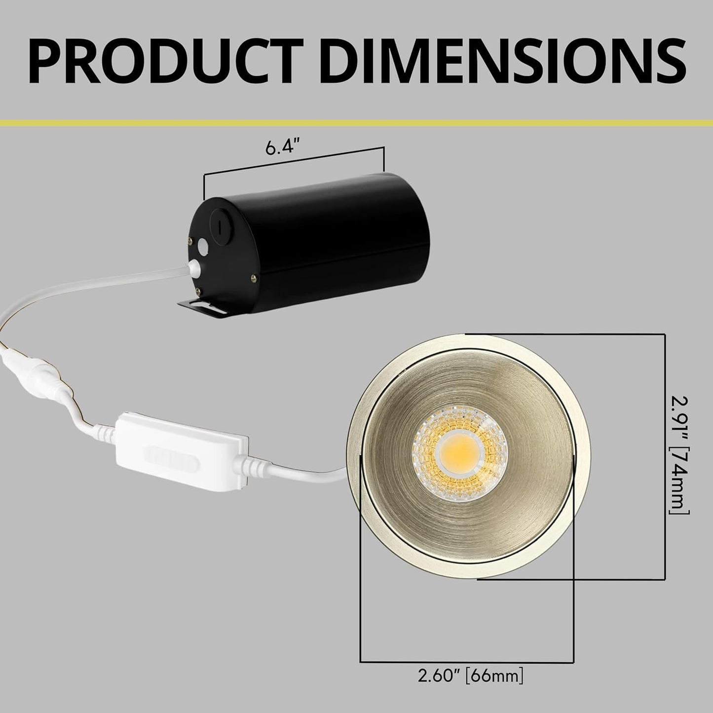 P-7072 2 Inch Millwork Trimless Round Brushed Nickel HO 20-14W, 1700-1200 Lumens 5CCT Recessed Light