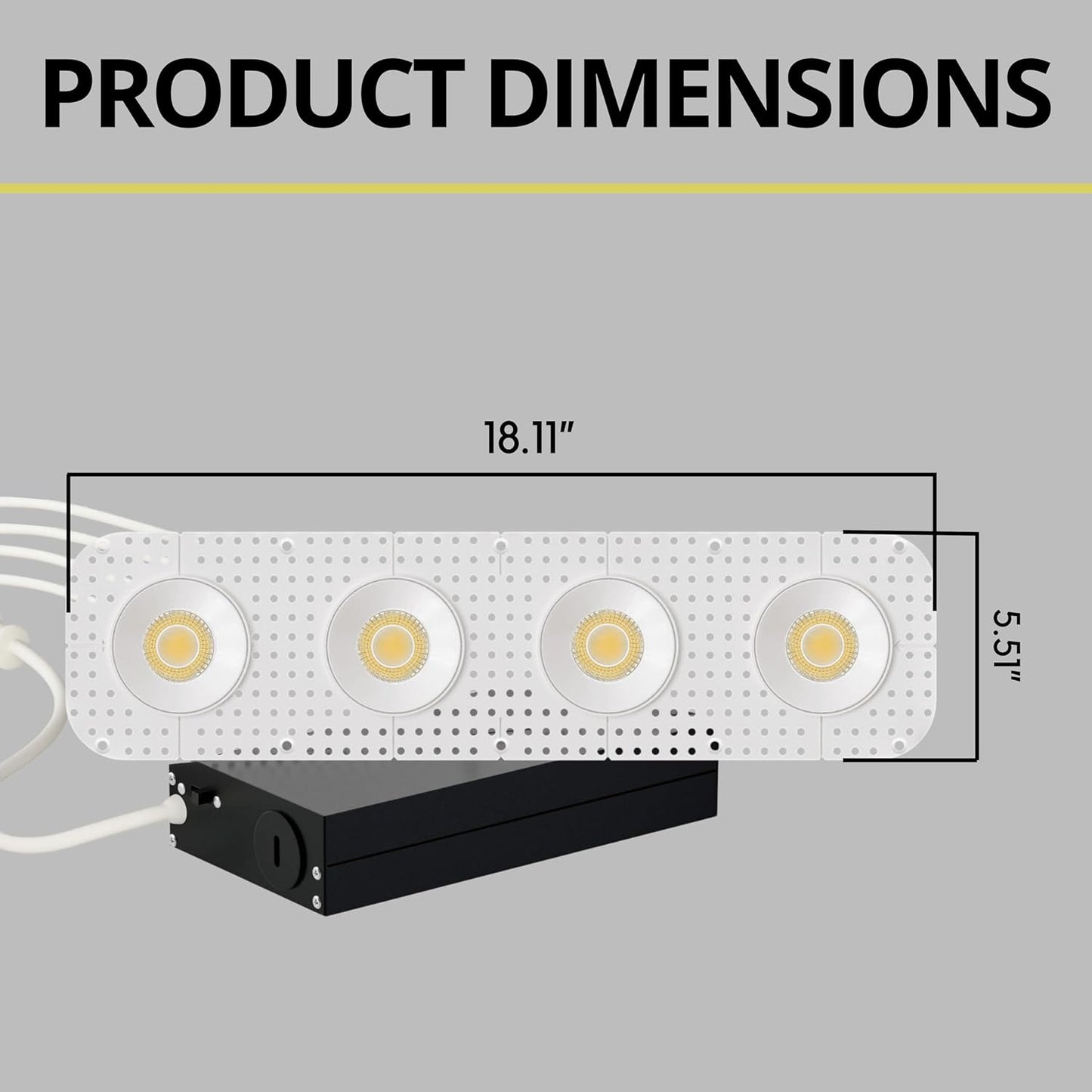 P-7424 3 inch Trimless 4 Head Round White HO, 60/80W, 5600/8400 Lumens, 5CCT Recessed Light