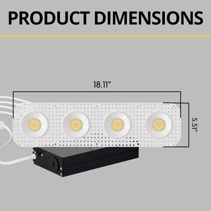 P-7424 3 inch Trimless 4 Head Round White HO, 60/80W, 5600/8400 Lumens, 5CCT Recessed Light