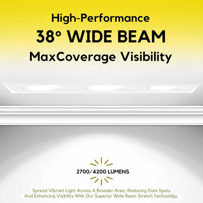 P-7441 3.5 inch Trimless 3 Head Round White, 27/45, 2700/4200 Lumens, 5CCT Recessed Light