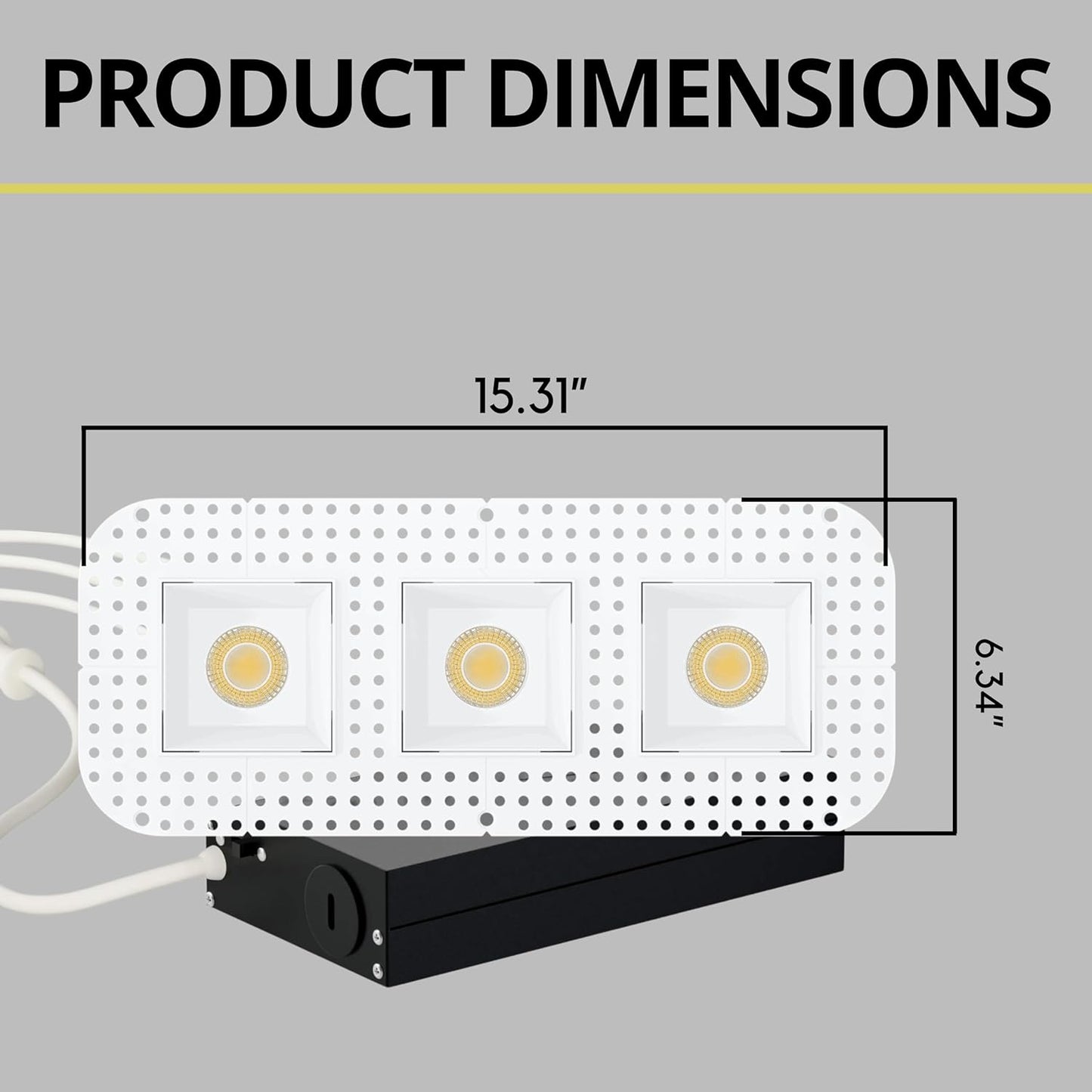 P-7419 3 inch Trimless 3 Head Square White 27W, 2550 Lumens, 5CCT Recessed Light