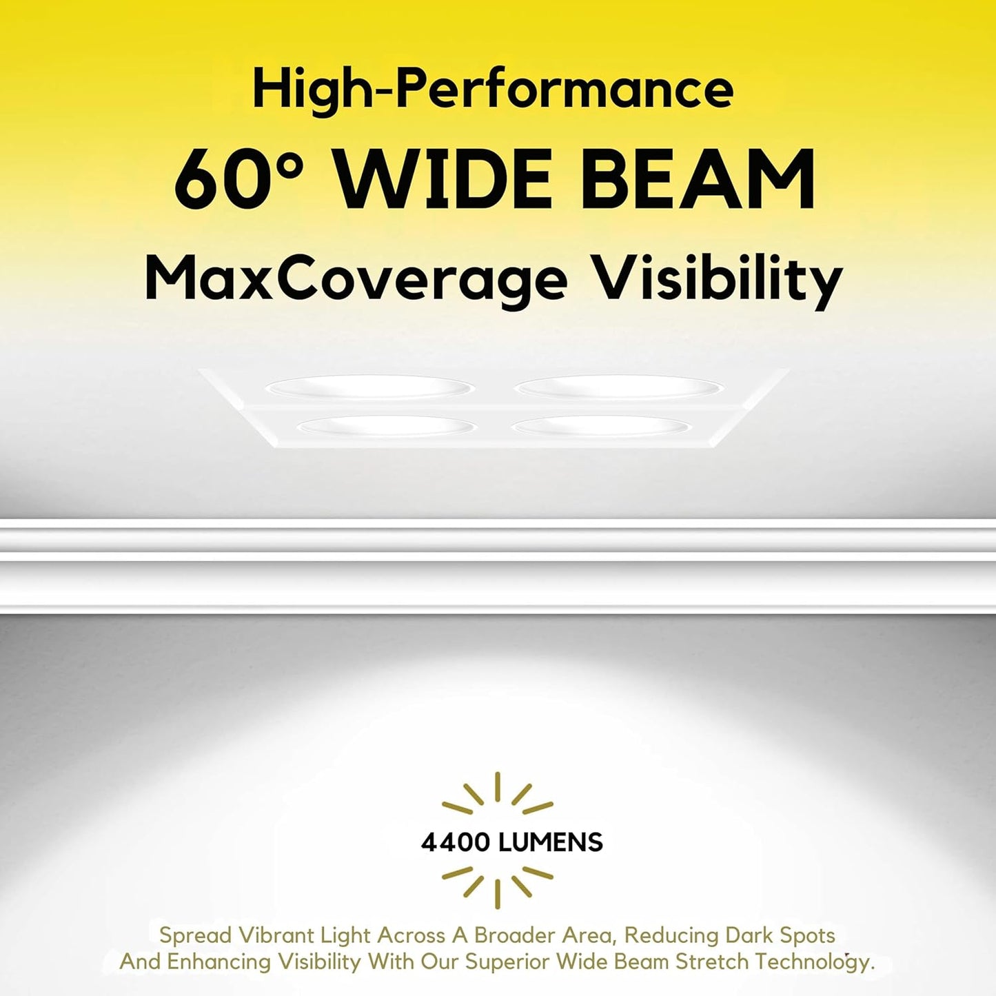 P-7385 1.5 inch Trimless Quadruple Head Square White HO, 60W, 4400 Lumens, 5CCT Recessed Light