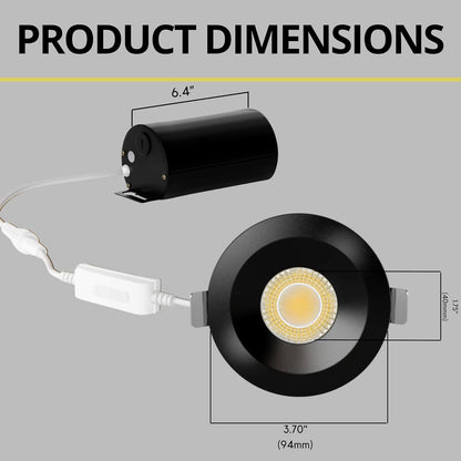 P-7545 3 inch Round Black Ultra-Shallow Trim, 8W, 800 Lumens, 5CCT Recessed Light