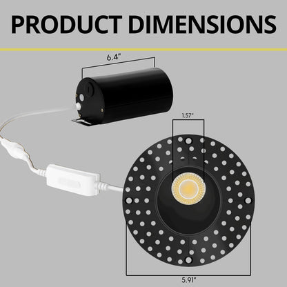 P-7507 3 inch Trimless Round Wall-Wash Black HO, 24W, 2100 Lumens, 5CCT Recessed Light