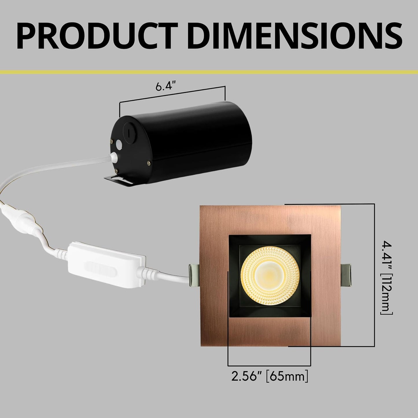 P-7135 3.5 inch Square Brushed Copper 15-9W, 1400-900 Lumens 5CCT Recessed Light