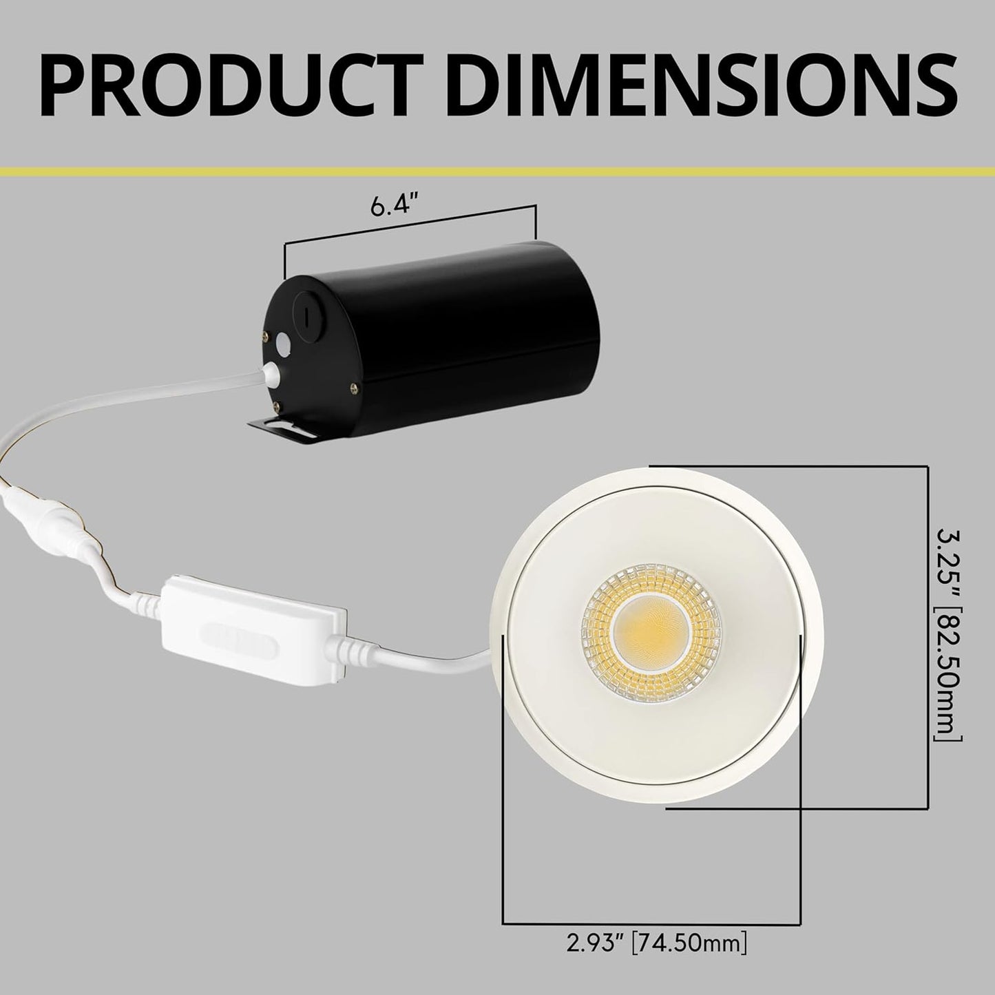 P-7074 3 Inch Millwork Trimless Round White 9W, 850 Lumens 5CCT Recessed Light