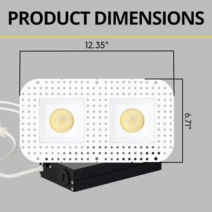 P-7452 3.5 inch Trimless 2 Head Square White HO, 36/60W, 3400/5400 Lumens, 5CCT Recessed Light