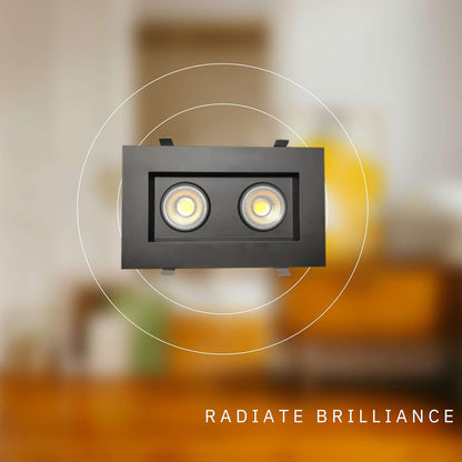 P-6615 4 Inch 2 Head Multiple Gimbal, Black Finish 36 Watts, 3200 Lumens 5CCT Recessed Light