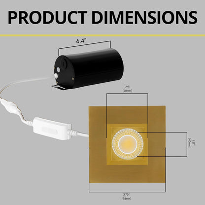 P-7532 3 inch Square Brushed Brass, 8W, 800 Lumens, 5CCT Recessed Light