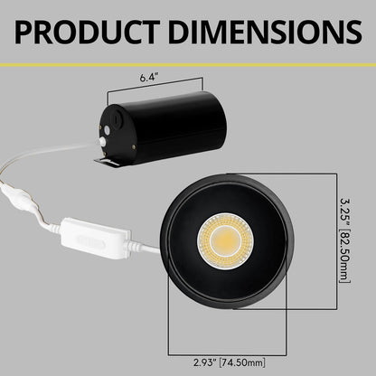 P-7085 3 Inch Millwork Trimless Round Black HO 24W, 2100 Lumens 5CCT Recessed Light Non-IC