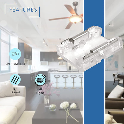 P-5272 Strip to Strip Connector, Clear Diffuser, IC Rated, Air Tight, Wet Location, Size 10mm