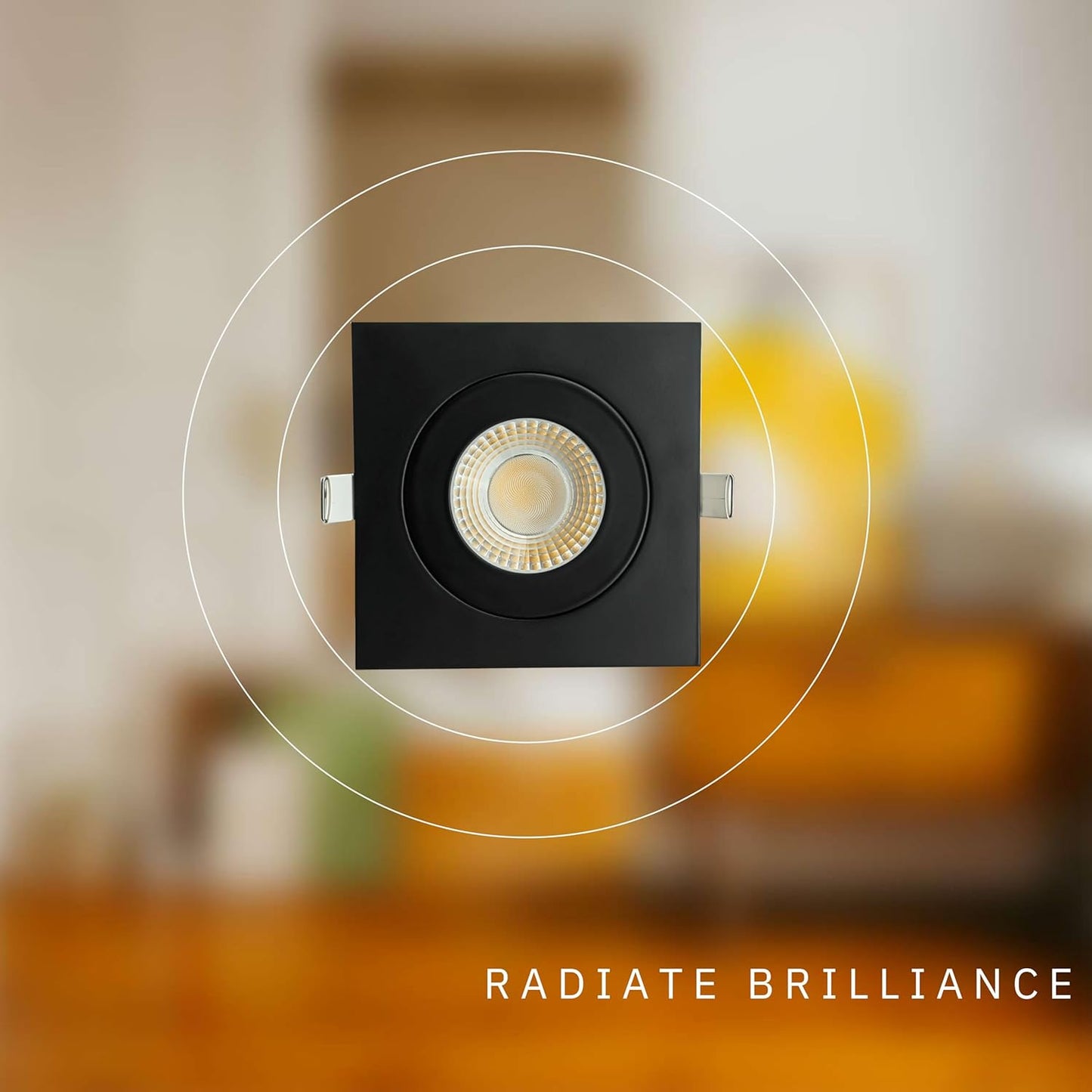 P-6533 4 Inch Gimbal Square, Black Finish 13 Watts, 1200 Lumens 5CCT Recessed Light